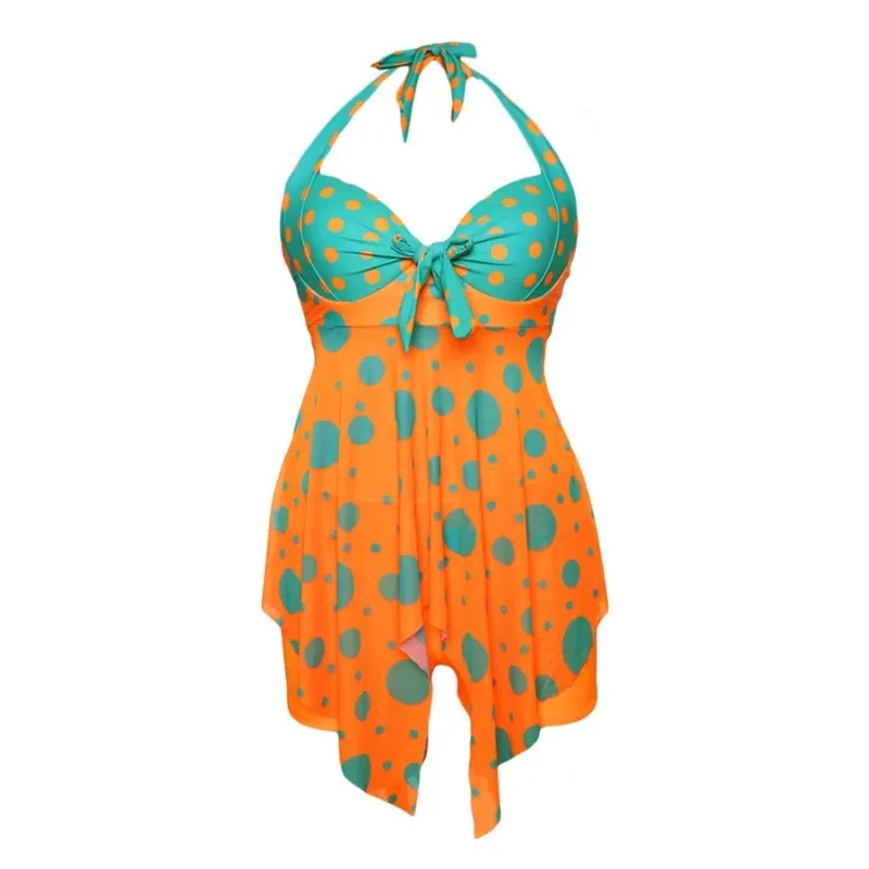 Dot Tankini Plus size zwemkleding groot formaat tweedelig zwempaksets met deksel badpak vrouwen push omhoog bikini badpak zwemjurk