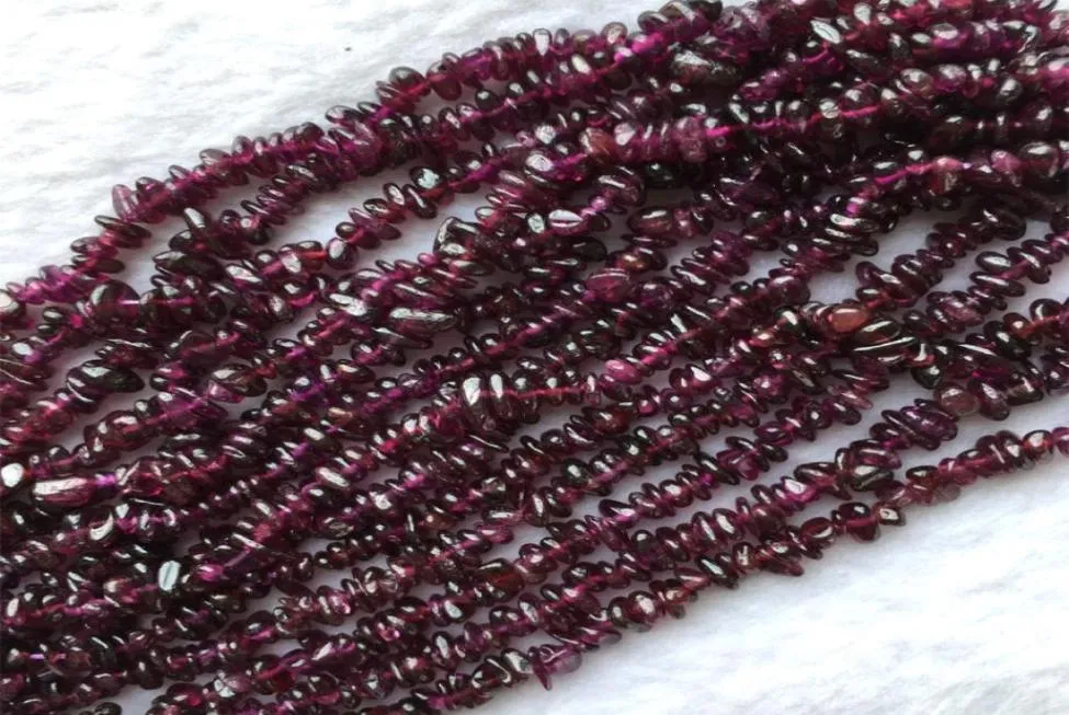 Korting hele natuurlijke roos paarse granaatkleurige nugget chip losse kralen vorm 3x6 mm fit sieraden ketting armbanden 155quot 056550022