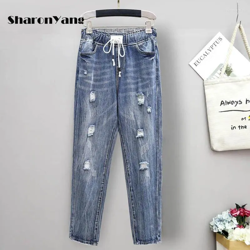 Jeans féminins Baggy Woman High Waist grande taille Ripped for Women Boyfriend XL-6XL DENIM