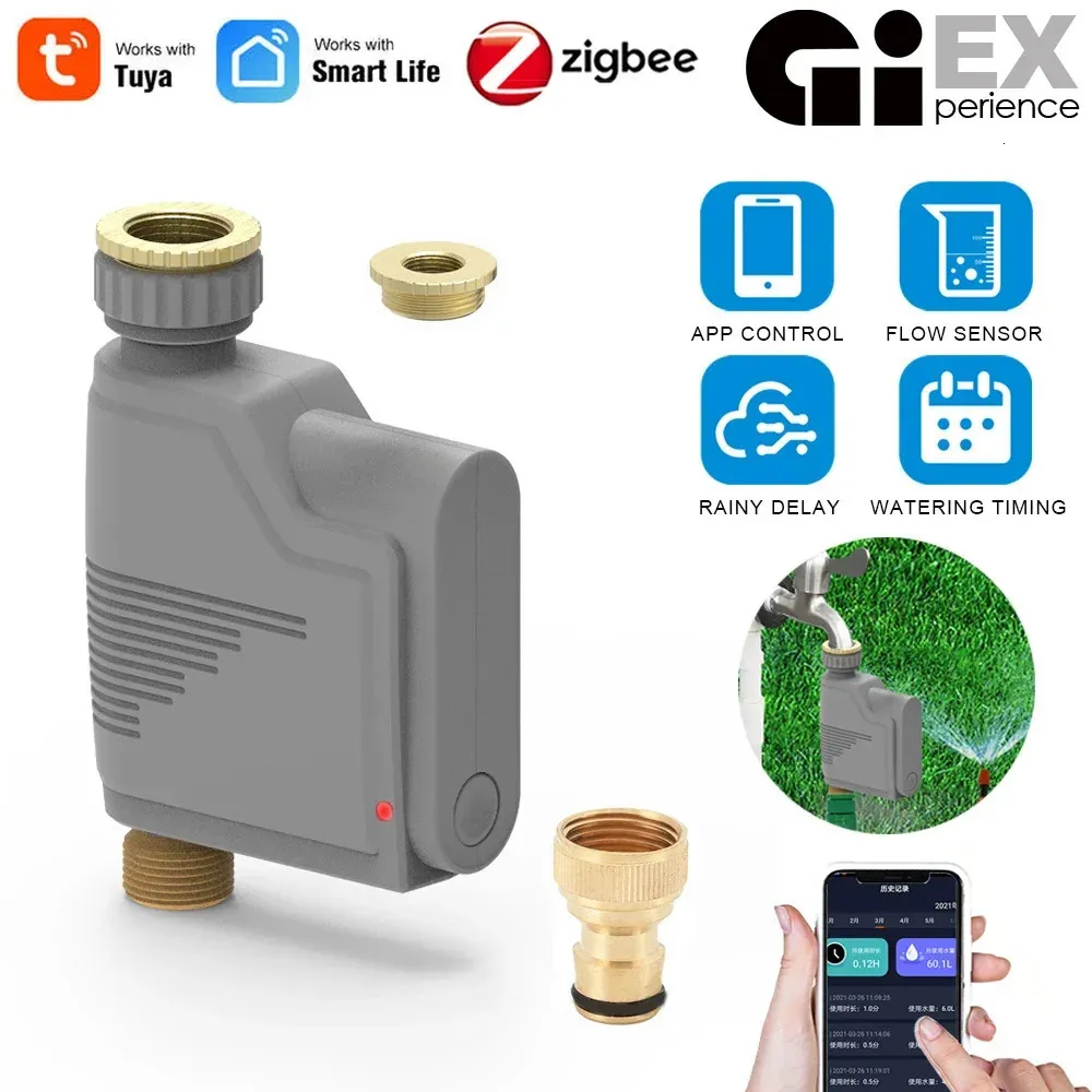 Zigbee WiFi حديقة سقي نظام الري بالتنقيط نظام الري المدمج في تدفق المياه المسجل وحدة تحكم المياه tuya 240415