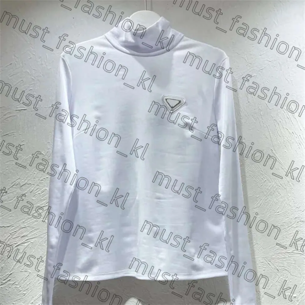 Top Designer T Shirt Mens T Shirt Women's Simple T-Shirt Fashion Sweatshirt Tees For Ladies Prades Bag Shirt Half High Neck Polo Shirt 2 Colors Black & White 210