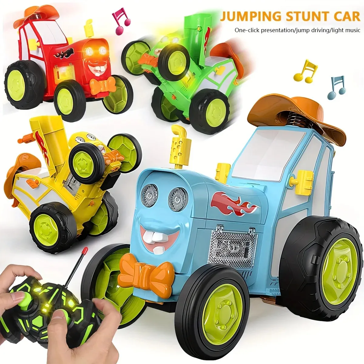 Crazy Jumping Remote Control Car Toys Wireless Swing Stunt Dancing With LED Light Music Rocking Tumbling Rechargeble 240426