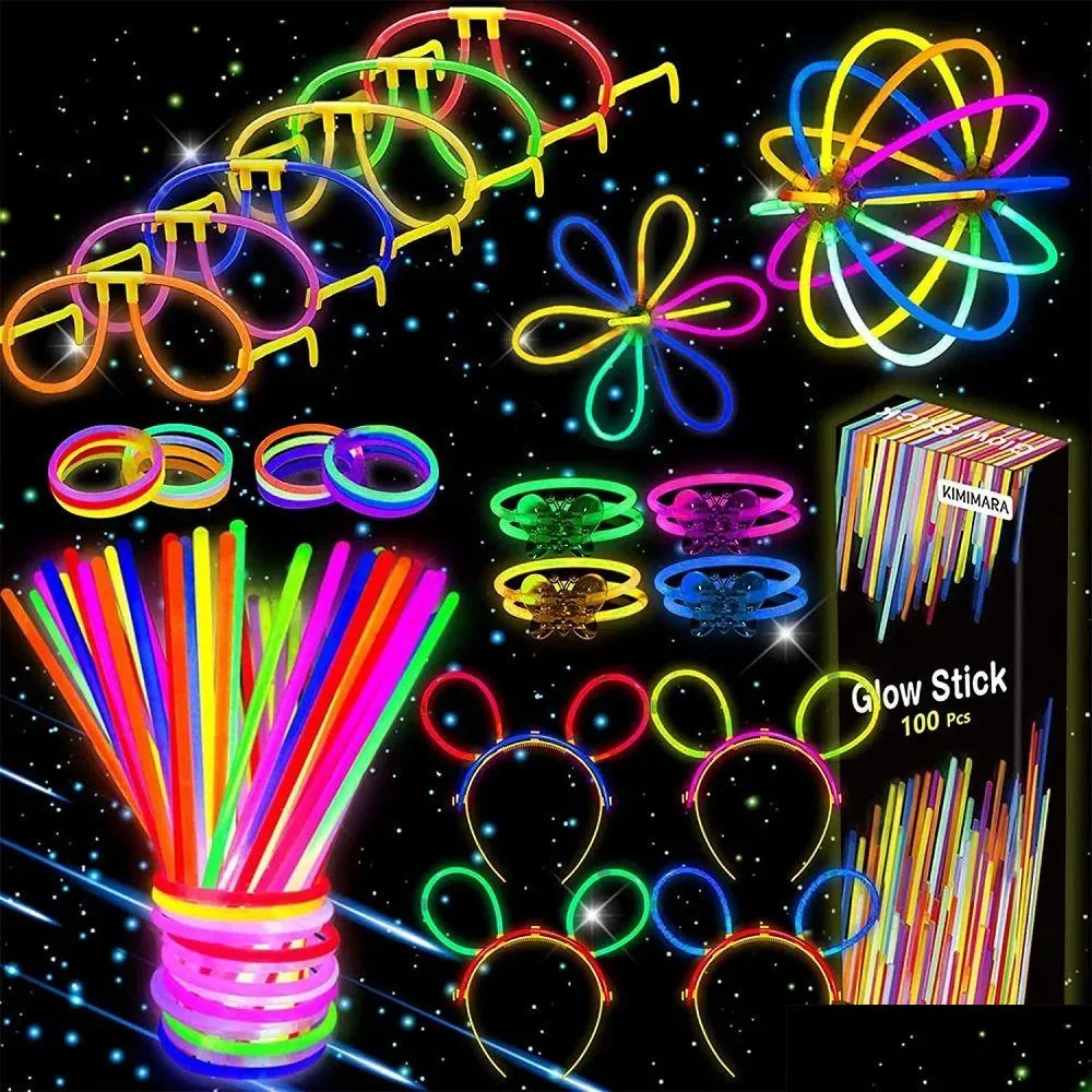 Altre forniture per feste di eventi bagliore Light Up Braccialetti bastoncini fluorescenti con connettori per produrre collane e Halloween Christmas Dhqiu