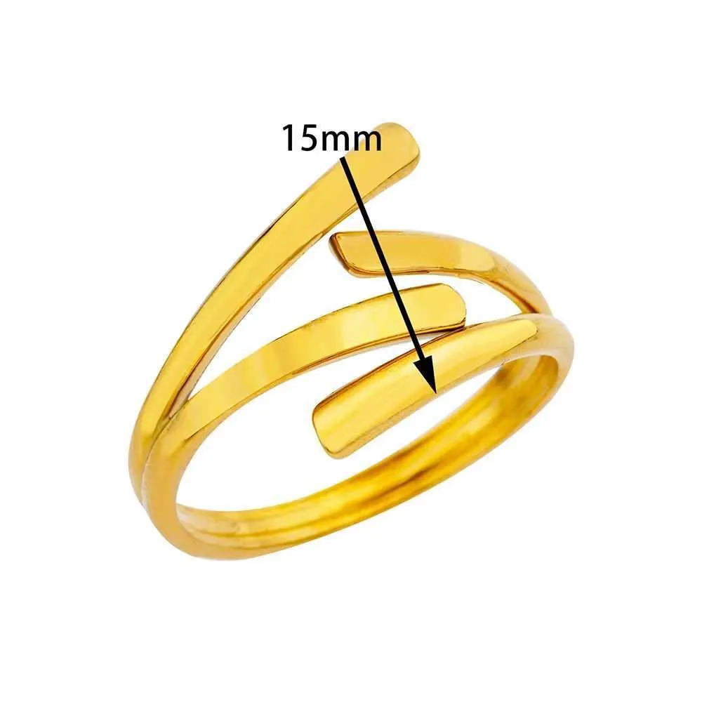 Wedding Rings Korean Style Simple Stainless Steel Twisted Rings For Women Adjustable Gold Plated Aesthetic Ring Wedding Jewelry anillos mujer