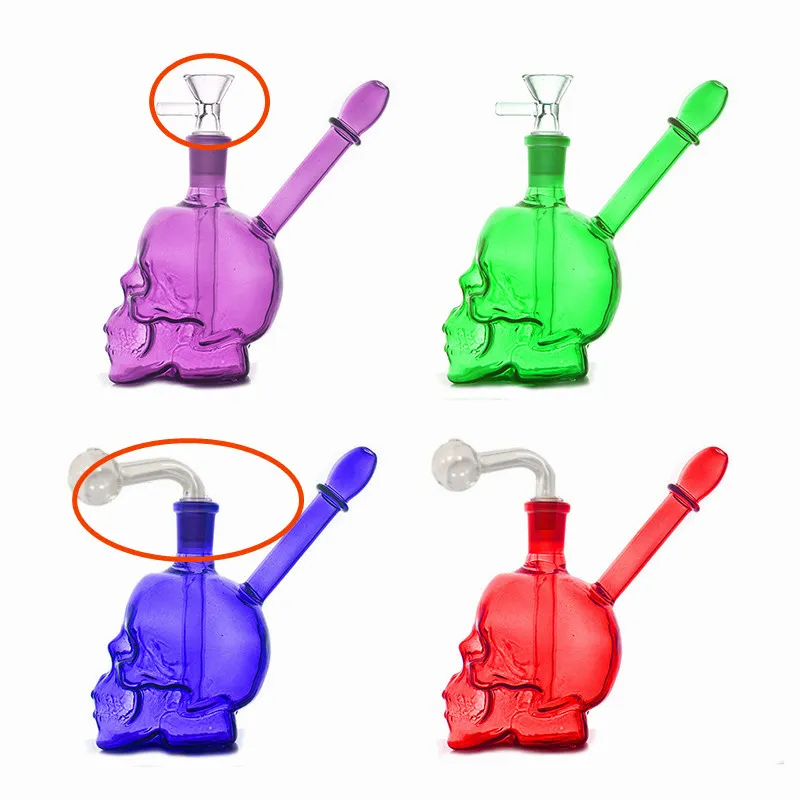 Hurtownia szklana palnik oleju Bong Kolorowa czaszka 3D Hookah Water Tobacco Rure Portable Pyrex Heady Recycler Dab Rig Bongs