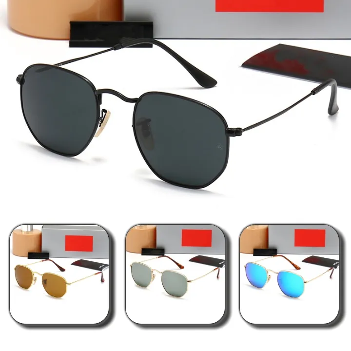 Óculos de sol masculinos marca clássica de óculos de sol retrô designer de luxo Eyewear Metal Metal Metal Glasses Bans Woman Bands com lentes de vidro de caixa