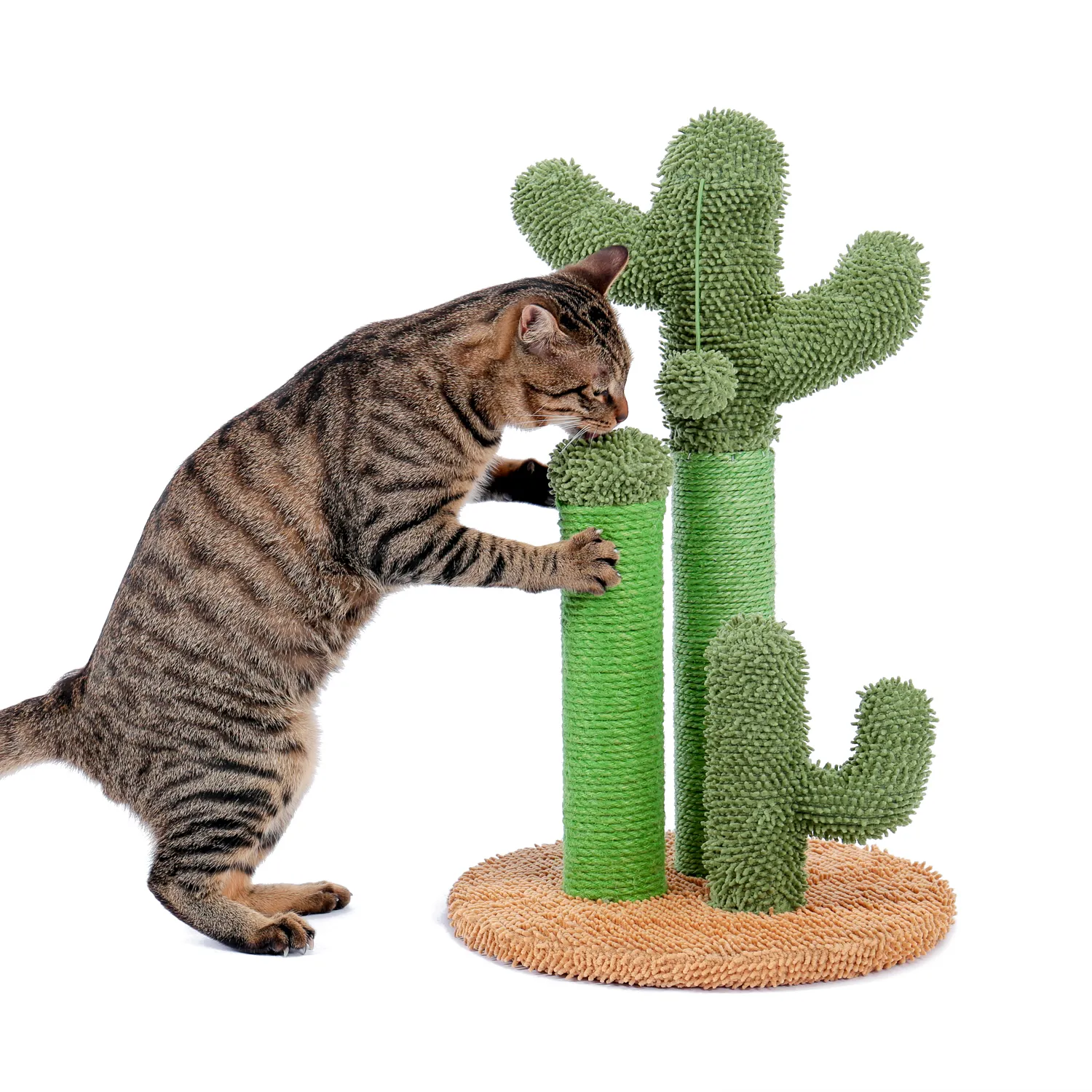 Cat Scratching Post Cactus Cat Scratcher med 3 skrapstänger och interaktiv dinglande boll