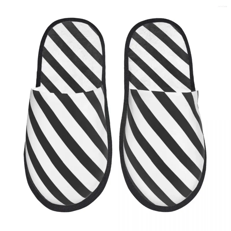 Black White Striped Slippers Ultimate Fluffy Comfort for Men Women