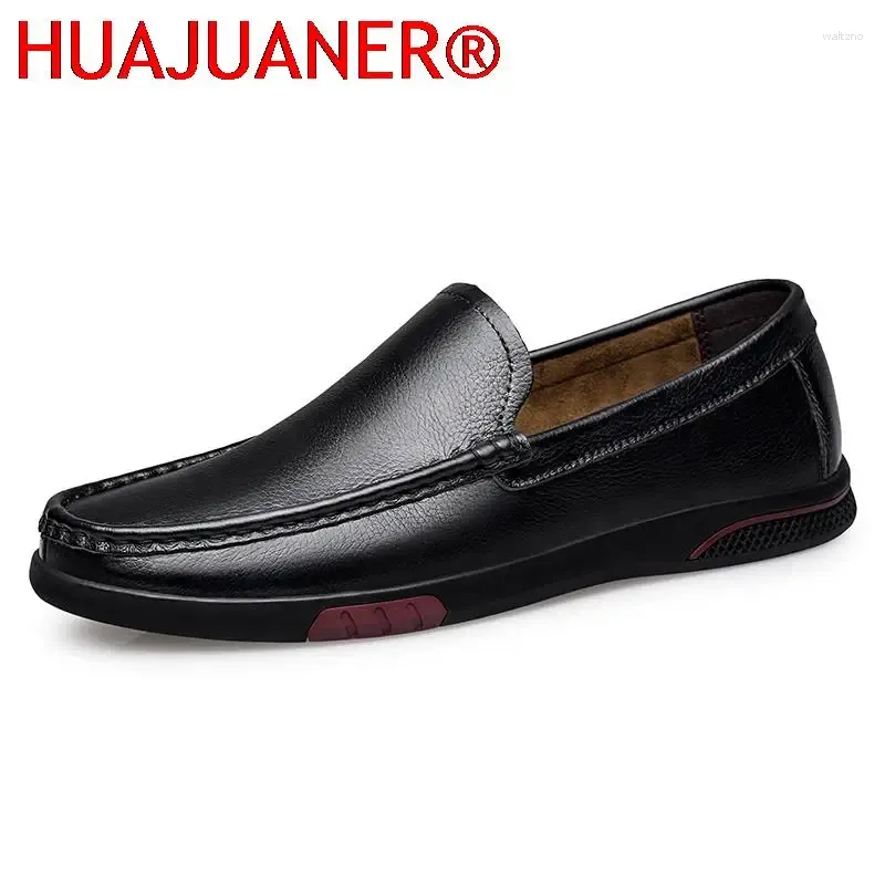 Scarpe casual vera in pelle maschile slittamento su mocassini uomini minimalisti comodi mocassini maschi di alta qualità barca di alta qualità