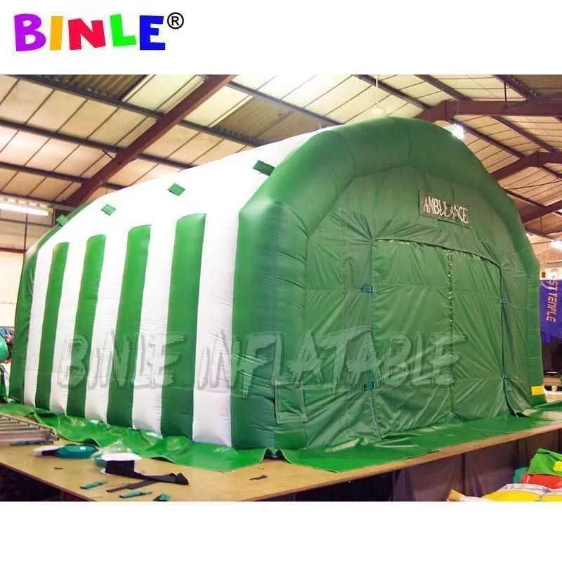 Tente gonflable géante verte entièrement couverte Tente gonflable SHELTER DE L'ARMÉE PROFLABLE POUR SERVICE AVERTISSE MÉDICAL LAVE LAVE DE VAR