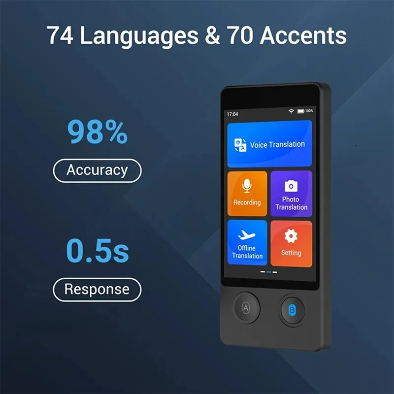 W12 Voice Translator 144 Language 37Inch Intelligent Realtime Translation Text Po Simultaneous Interpretation 240424