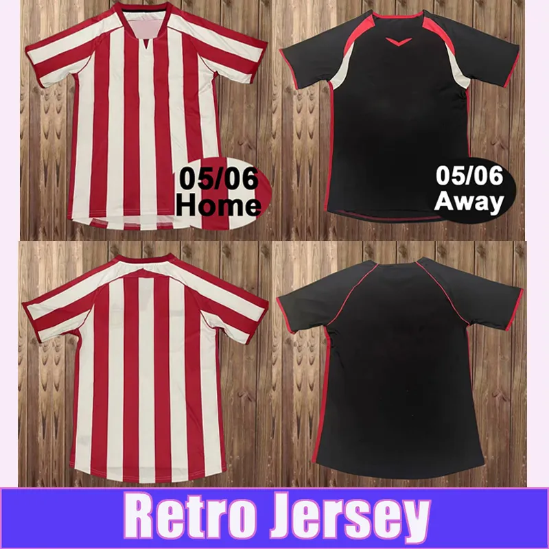 2005 2006 Sunderland Retro Mens voetbaltruien Home Red Wit weg Black voetbal shirts korte mouwen volwassen uniformen