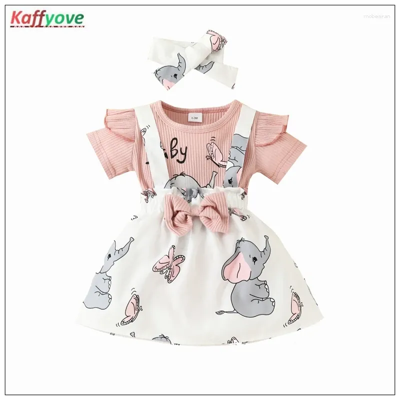 Bekleidungssets Mädchen Baby Set Cartoon Festgeburtstag Taufe geborener Sommerkleid 3-18m Kleinkind Kurzer Bodysuit Röcke Kostüme