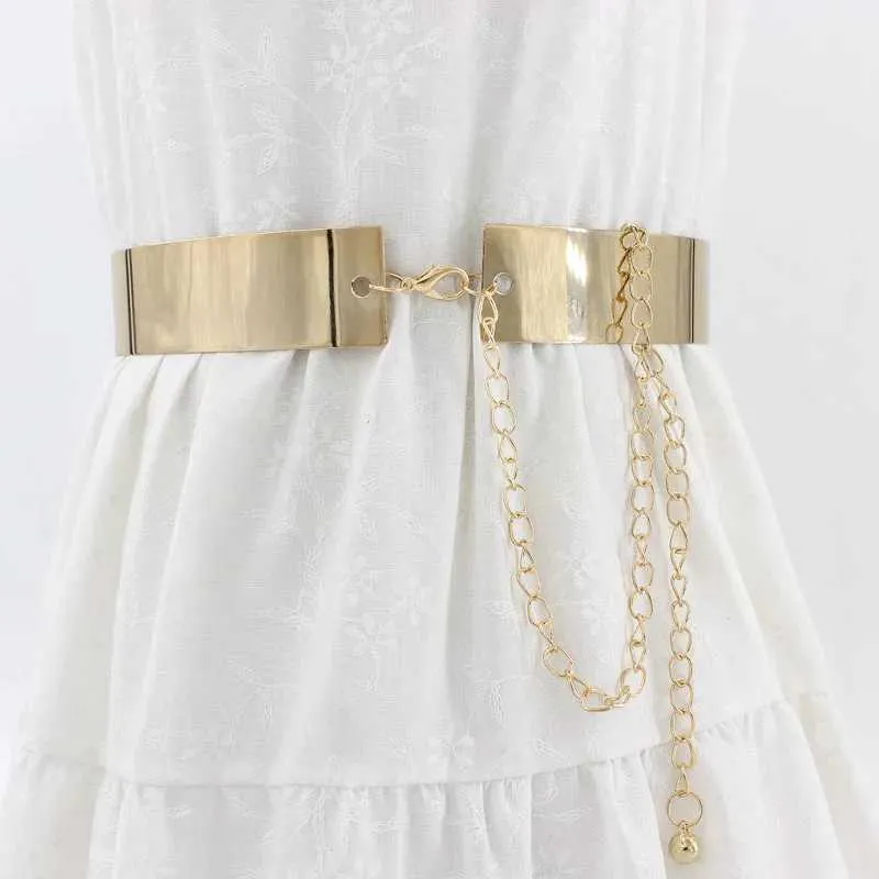 Cintura de cintura faixa moda designer de luxo ouro prata prateada ajustável metal largo bling band de banda de banda feminina correntes cintura cinturão espelho espelho de cintura
