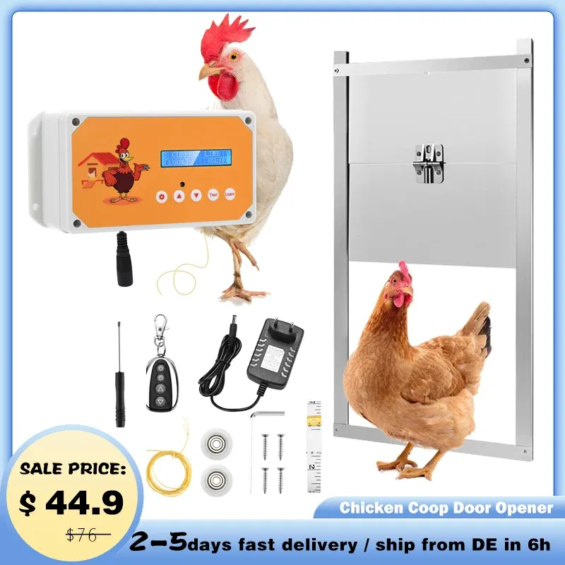 Szczotki automatyczne pudełko na drzwi kurczaka z pilotem i zegarem do bezpiecznego hodowli kurczaka, zasilania lub baterii