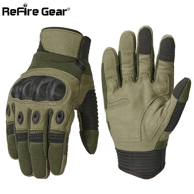 ReFire Gear Army Military Tactical Gloves Men Paintball Airsoft Carbon Knuckle Full Finger Glove Anti-Skid Bicycle Combat Mitten 240424
