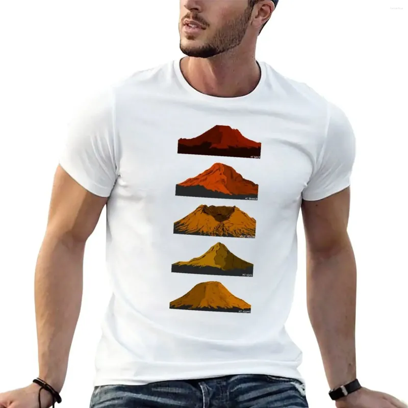 Men's Polos Cascade Volcanoes Red Orange Gold T-Shirt Aesthetic Clothing Cute Tops Plain Black T Shirts Men