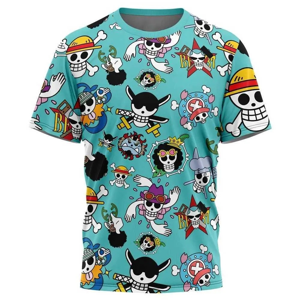 Męskie koszulki anime One Piece Monkey D Luffy 3D Print T-shirt na męską kreskówkę harajuku tversized japońskie manga chłopcy krótkie blaty T240425