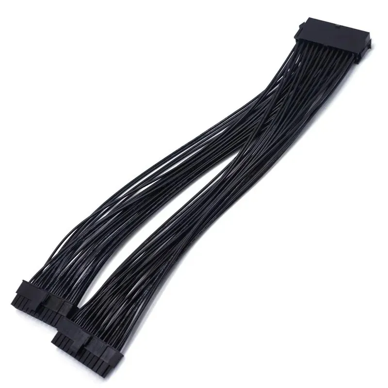 new 32cm ATX 24Pin 1 To 2 Port Power Supply Extension Cable PSU Male To Female Splitter 24PIN Extension Cablefor ATX motherboard extension cable