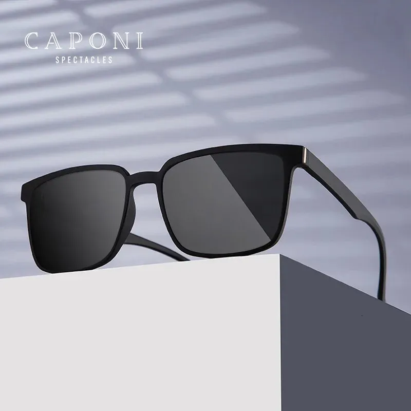 Caponi Mens Sunglasses Polaris Classic Classic Design Eyewear Protect Eyes Noirs Nuances pour mâles de la conduite extérieure Verres de soleil CP6199 240323