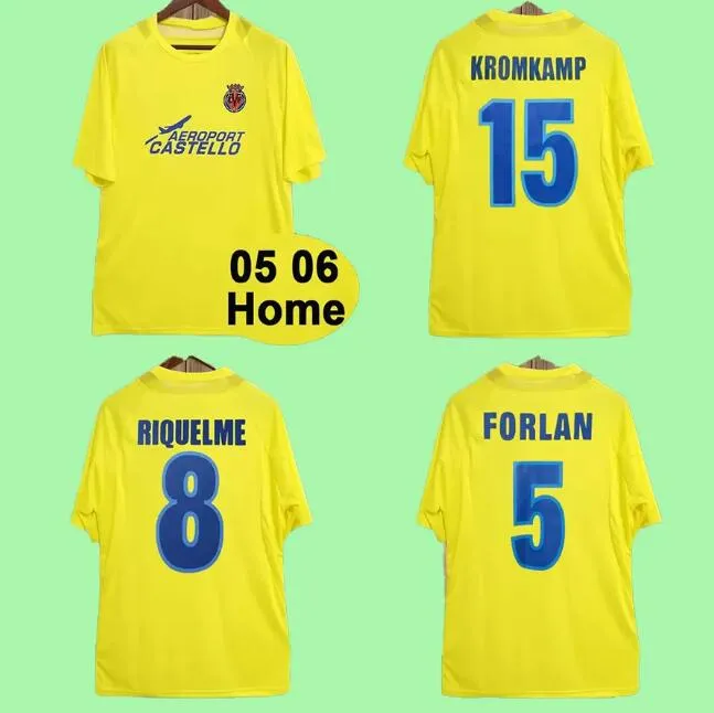 2005 2006 Villarreal Retro Futbol Formaları Ana Sayfa 05 06 Klasik Vintage Camisa de Futebol 8 Riquelme 5 Forlan 15 Kromkamp 21 Cazorla Futbol Gömlek