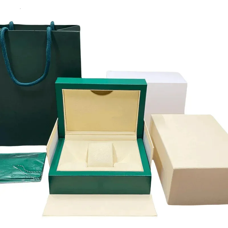 Anpassad BZM Quality Green Watch Box Luxury Elegant Leather Wood Watch Case med förpackning Mikrofiberkudde Display 240425