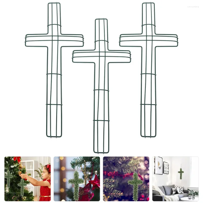 Fiori decorativi 3 pezzi roba da matrimonio ghirlanda cornice croce feste religiose religiose strumento di ferro da stiro a forma di supporto fai -da -te