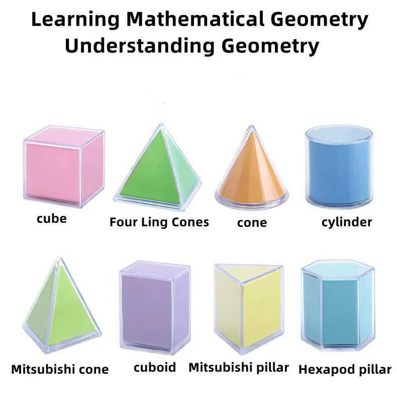 8Pcs/Set Transparent 3D Montessori Geometric Solids Model Detachable Teaching Visual Aids Volume Shape Toy Math Early Education