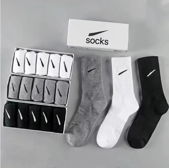 Men's Socks Women's Classic Black, White Grey Hook Solid Color Socks 5 Pairs/Box Football Basketball Leisure Sports Socks