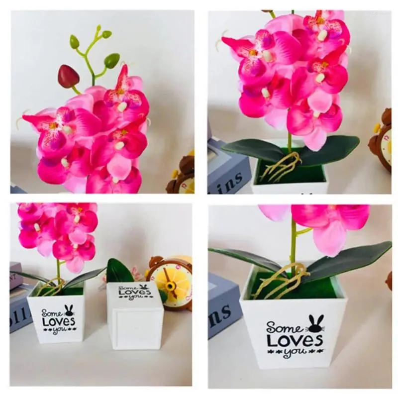 Fleurs décoratives papillon artificiel Orchidée Bonsaï Fausse fleur avec des orchidées de mite en pot Plantes de tissus non tissés