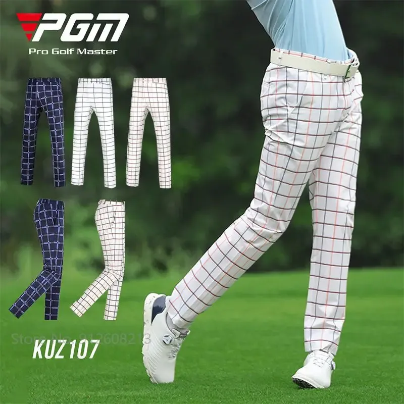 PGM MEN GOLF GOLF PANT ذكر سراويل جولف مرنة الجولف في الهواء الطلق سراويل منقوشة غير رسمية رجل للياقة البدنية الرياضة Spottants 240412