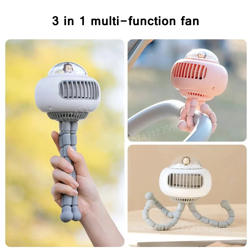 Portable Stroller Fan For Baby 3600mAh USB Rechargeable Fan Flexible Tripod Desk Handheld Bladeless Kids Pram Cart Cooling Fan 240417