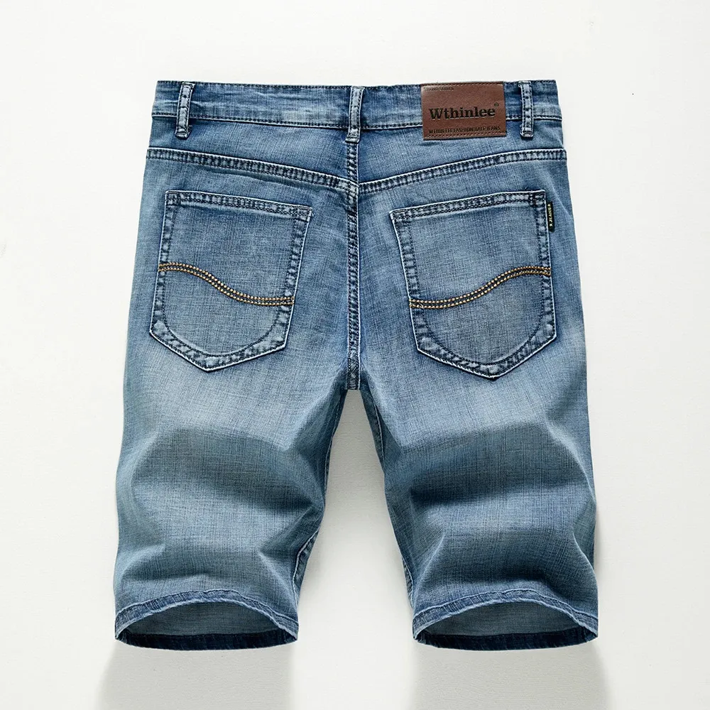 Shorts d'été Jeans hommes pantalons en denim extensible des design de mode bleu foncé mens mince hombre mâle hombre 240417