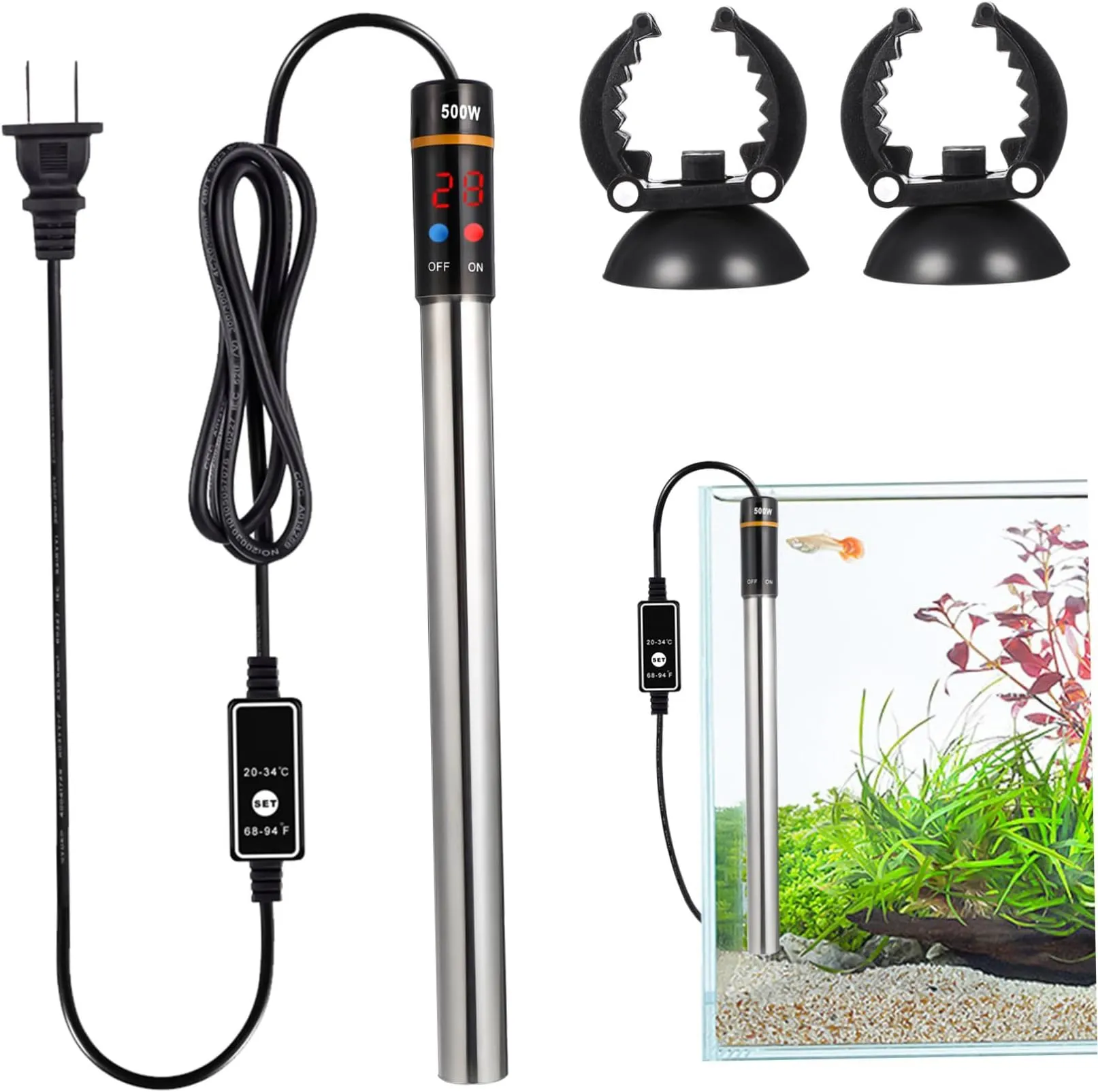Precise Temperature Aquarium Reference: Premium Aquarium Heater With Thermostat Stainless Steel Precise Temp