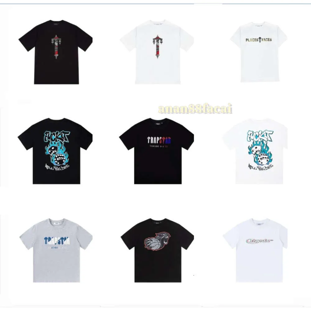 camiseta de camisa de camiseta masculina T-shirts de moda de manga curta Chenille Tracksuit Black Cotton London Streetwear S-2xl