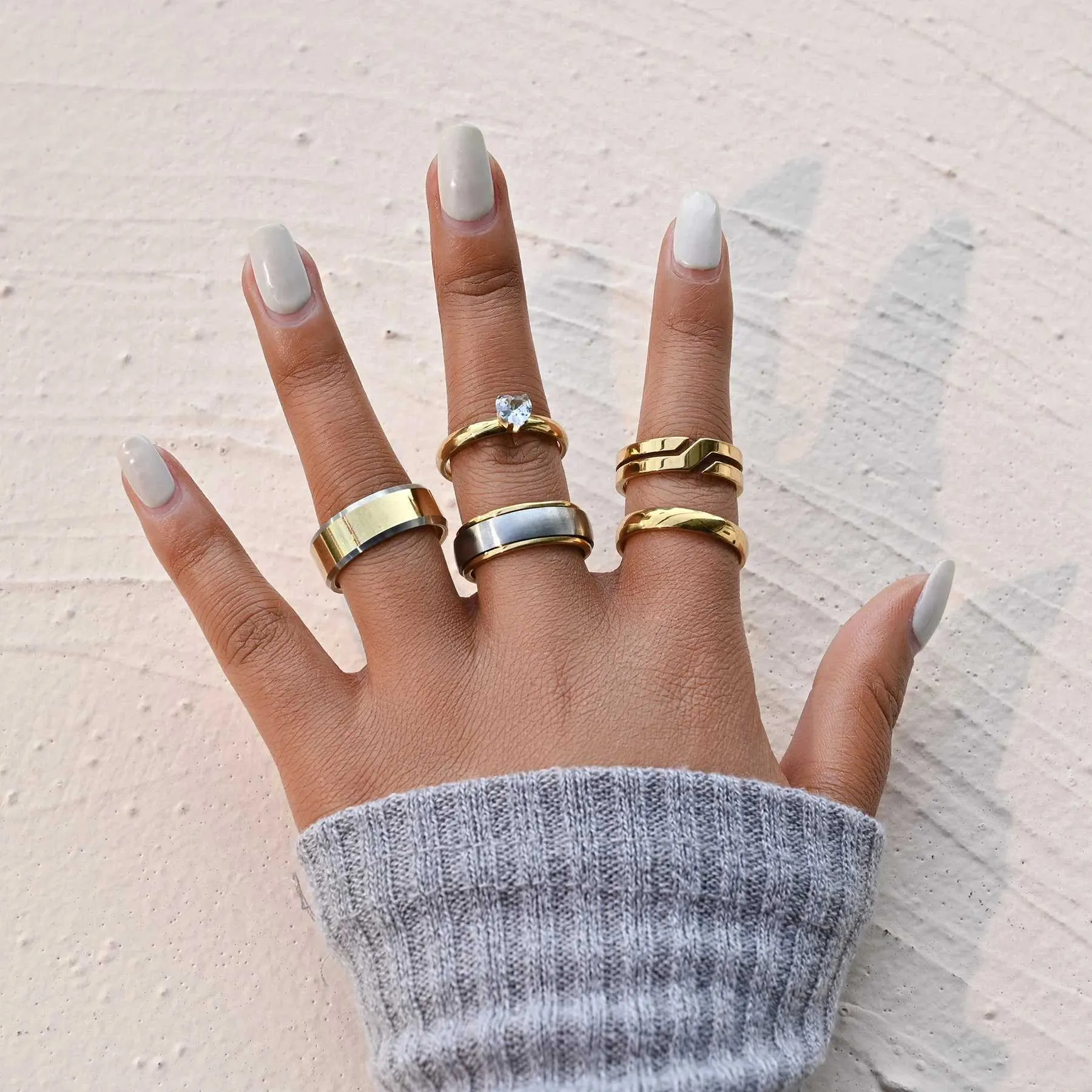 Anéis de casamento Memolissa Gold Color Heart Rings Rings Rings para Homens Mulheres Casal Amantes Anel Conjunto de Jóias da moda da moda Presentes