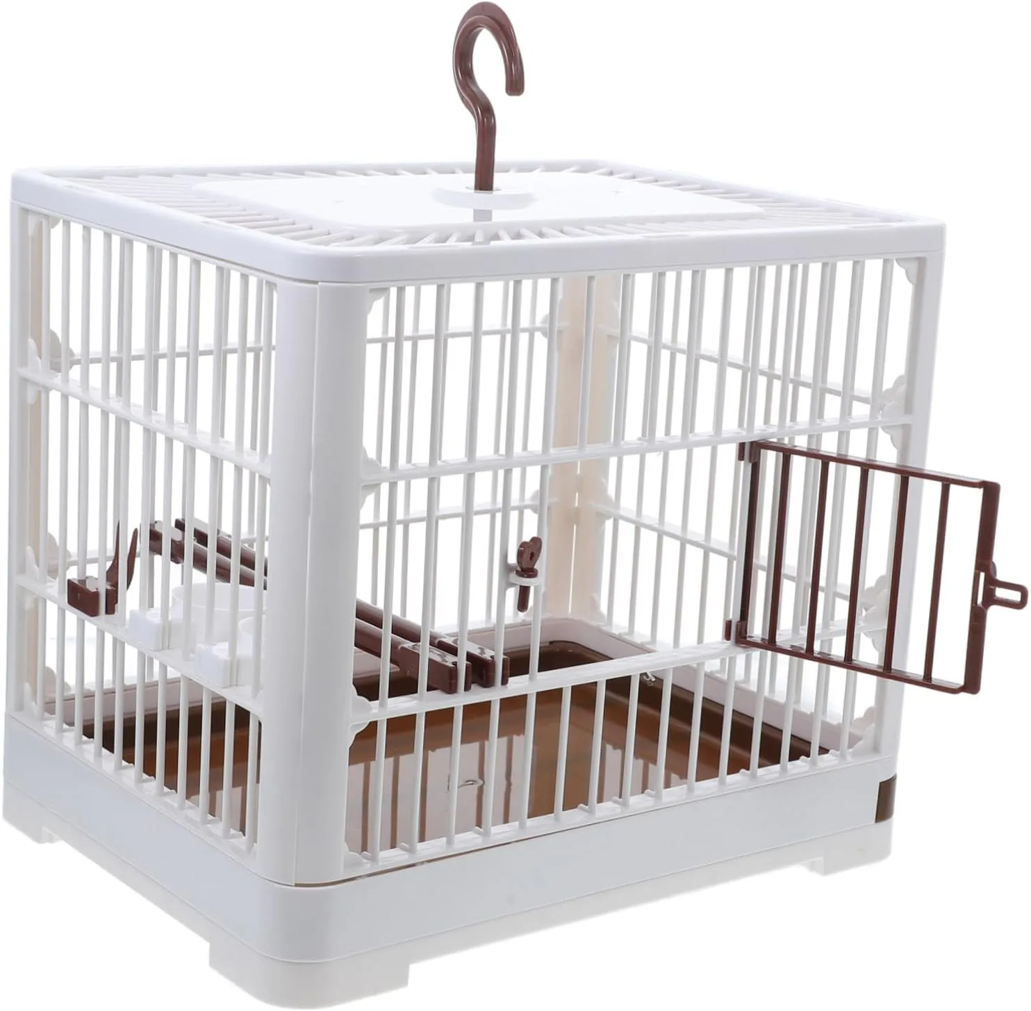 Heavy-Duty Portable Travel Bird Cage For Parrots - 14"D X 18"W X 22"H, Stainless Steel, With Play Stand & Bowls 8 thumbnail image