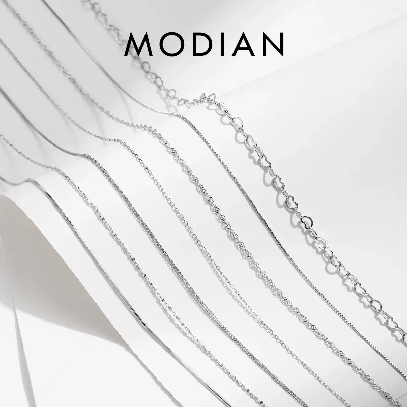 Wisianty Modian 7 Style klasyczny podstawowy łańcuch 925 srebrny homar srebrny zapięcie regulowane 40 5 cm Naszyjnik drobny biżuteria dla kobiet prezent