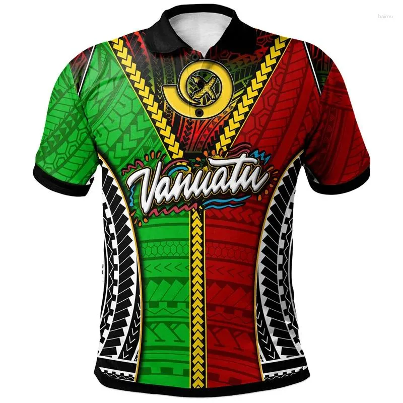 Polos maschile Stampa 3d hawaiane Vanuatu Polo Shirt Uomini Summer Polynesian Modella corta T-shirt