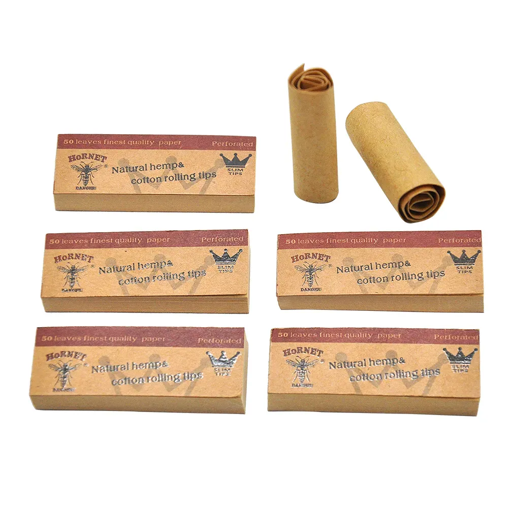 DIY Fumando rolo de papel Bongo 50 folhas/pacote Hornet Brown Rolling Dicas de filtro para fabricar acessórios de cones de cigarro