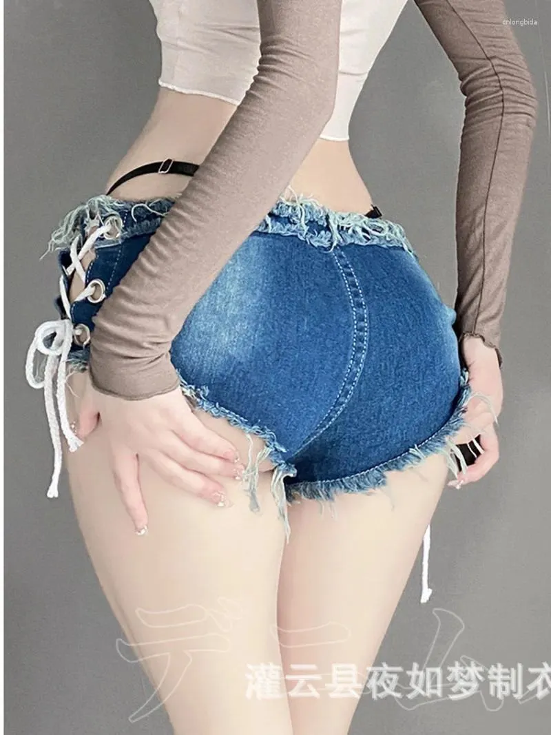 Женские шорты Женская джинсовая джинсовая сексуальная соблазнительная флиртовая униформа кружев