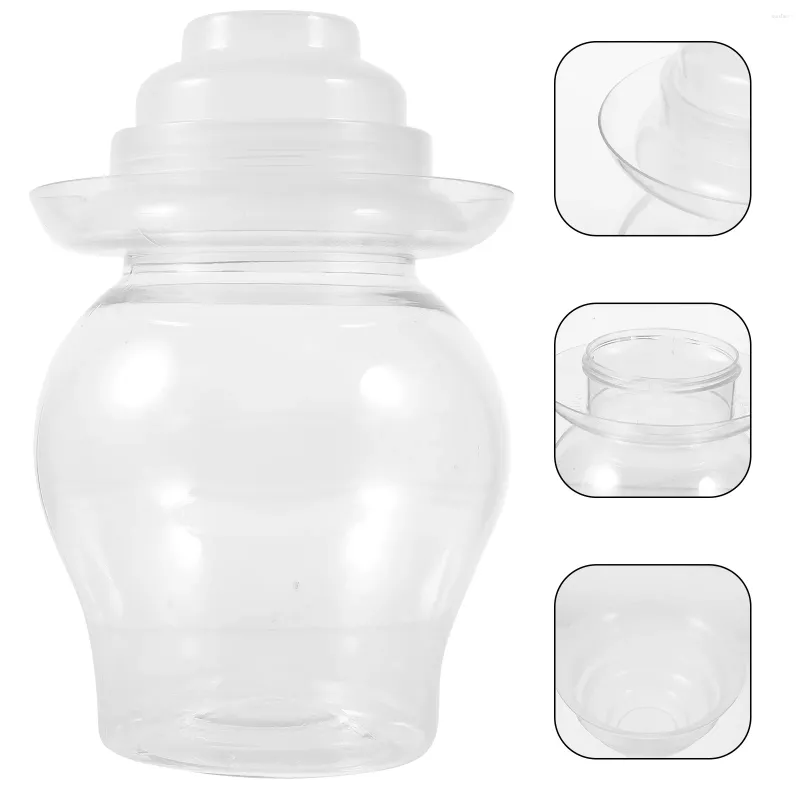 Garrafas de armazenamento plástico kimchi jar doméstico picles de cozinha recipiente de cozinha com recipientes de conserva de cobertura