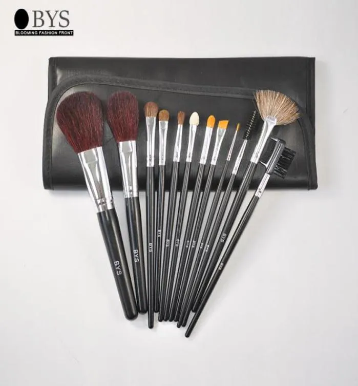 BYS 12PCS Black Makeup Pędzers Zestaw proszkowy podkład cienia do powiek do oka kontura konturowej Smudge Smudge Zestaw narzędzi Bag 99909937