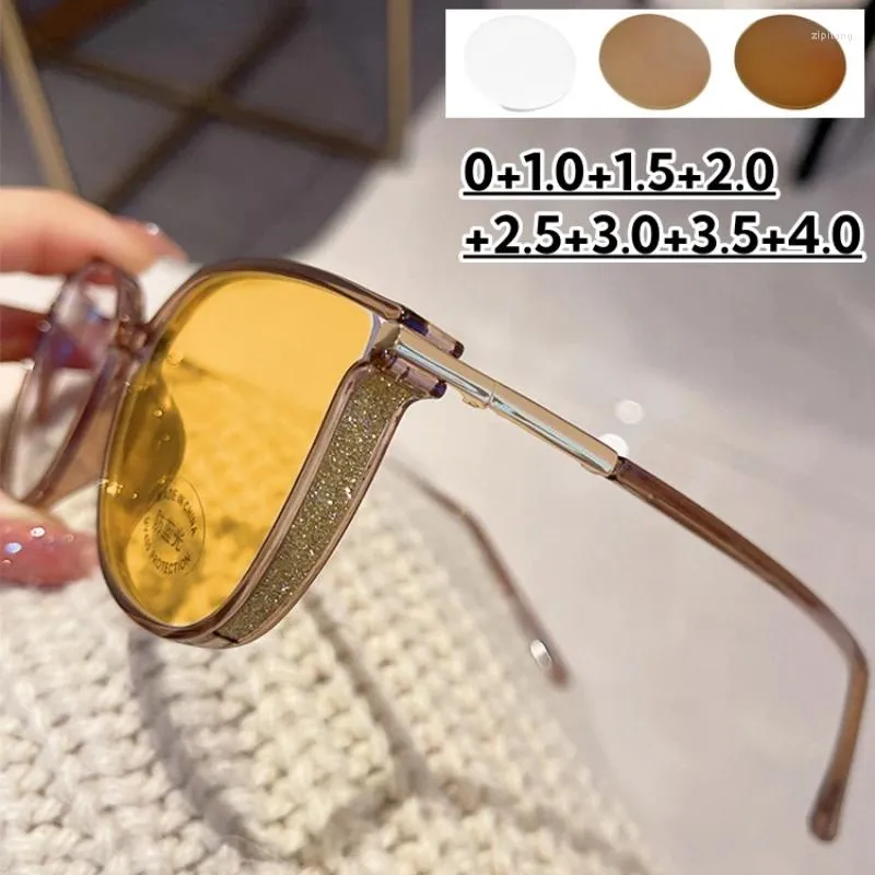 サングラスユニセックスラージフレームポークロミックファッションレトロカラーリーディンググラスの男性女性贅沢な遠視の眼鏡