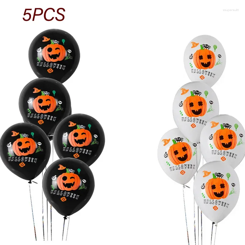 Decorazione per feste 5 pezzi Halloween Pumpkin Latex Balloon da 12 pollici palloncini bianchi nero per la casa Happy Home Decor Globos