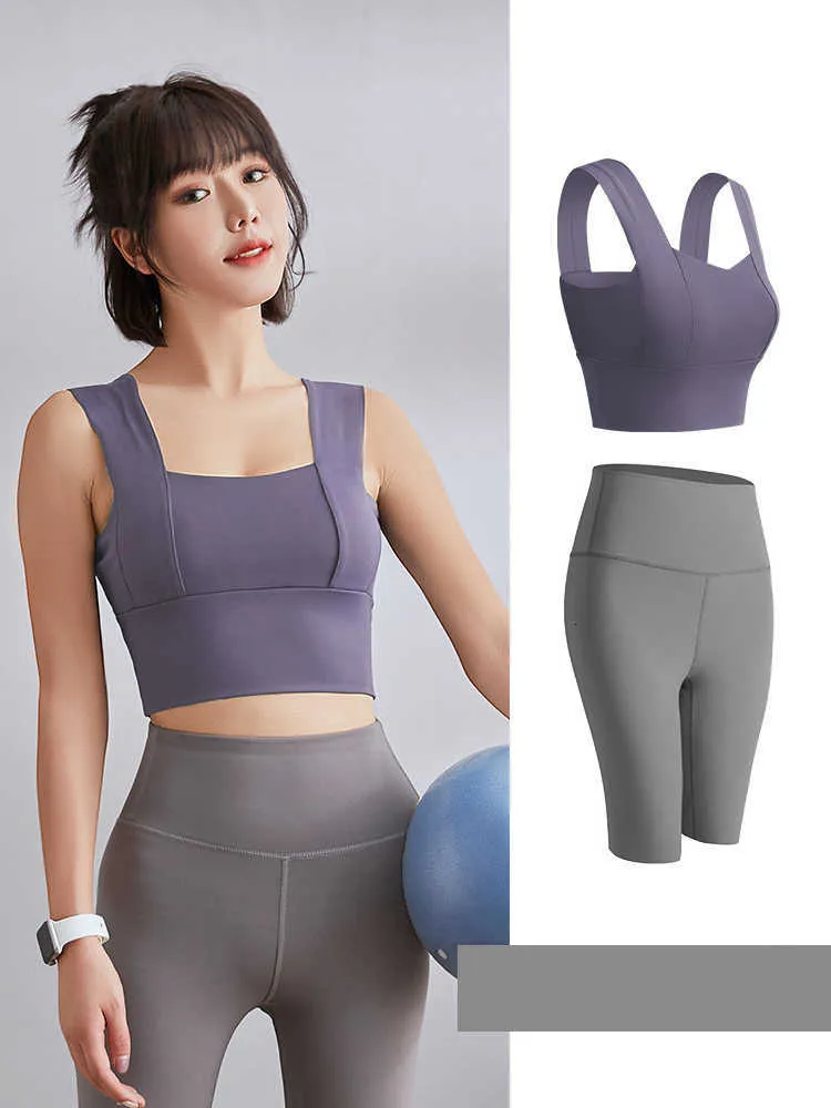 2024 Hot Yoga Fashion Woman Shorts Vest Fitness Wear Cycling Pants Outfits Womens Gym Snabbtorkning Hög midja Längd Sport Sexiga korta 2st kjolar Outfits S-2XL