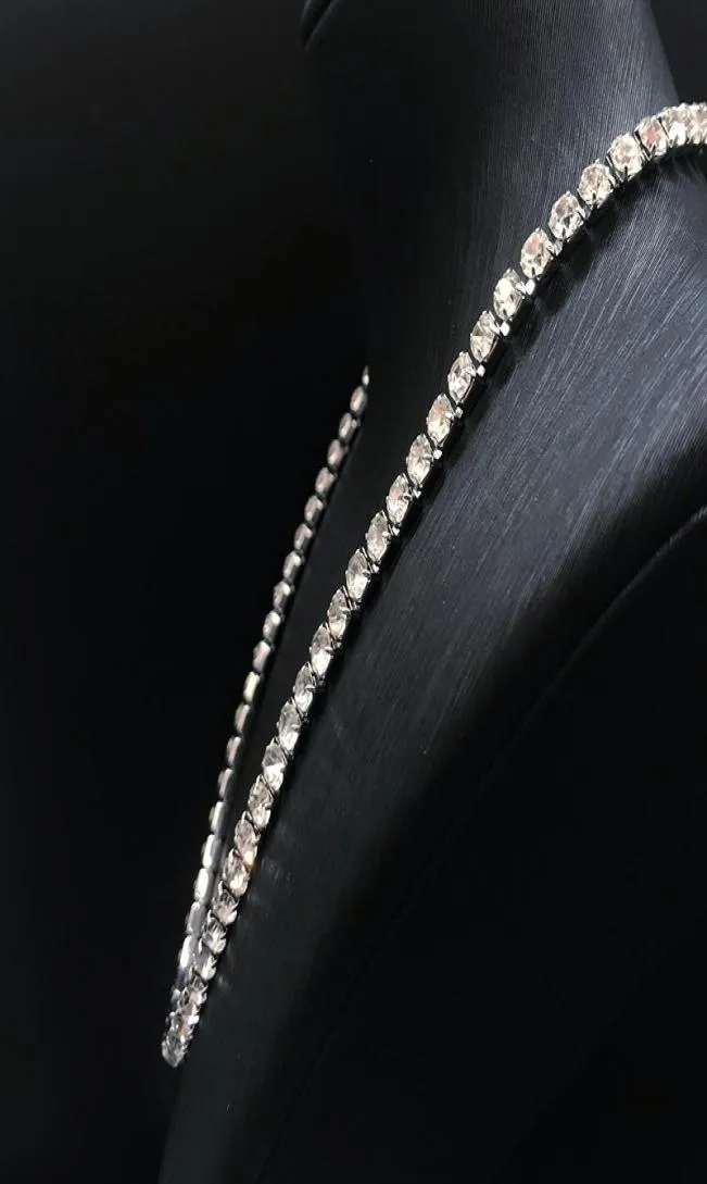 Collier Designer Graduated Tennis Colliers Single Ice Chain Crystal Luxury Diamond Bijoux Titane Steel Europe et Américain 1243600