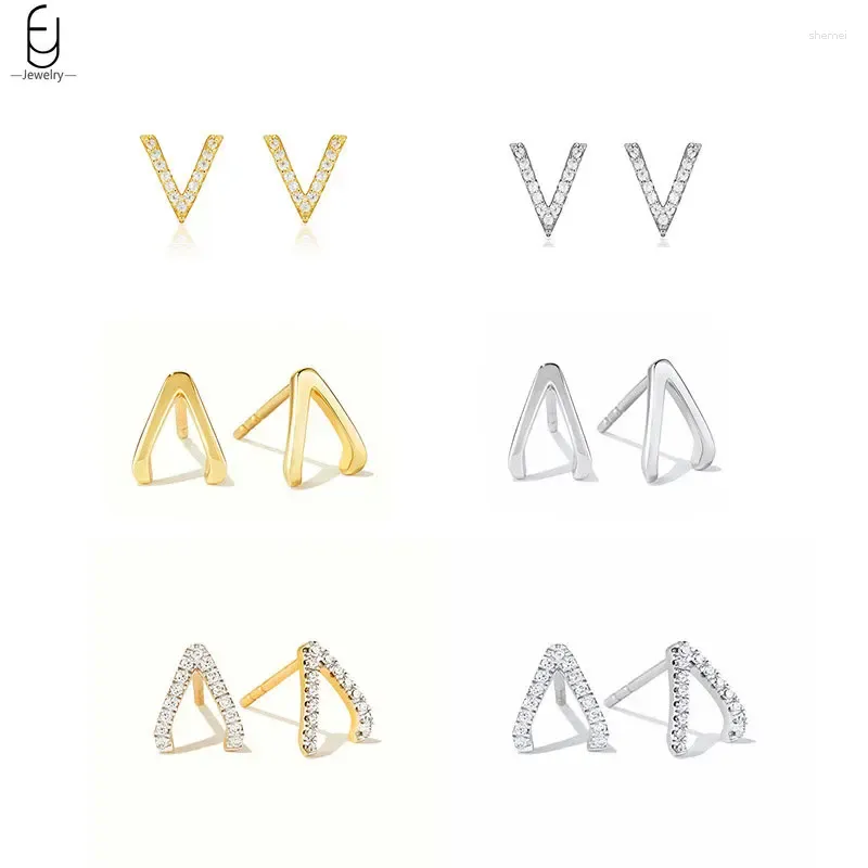 Boucles d'oreilles 925 aiguille en argent sterling simple Design V Lettre pour les femmes accessoires de bijoux glamour mature luxe