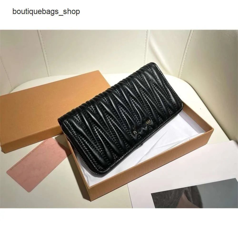 Luxury Brand Handbag Designer Women's Bag Pleated Wallet True Pickup Card Clip Pink Two Fold Big Money Bag