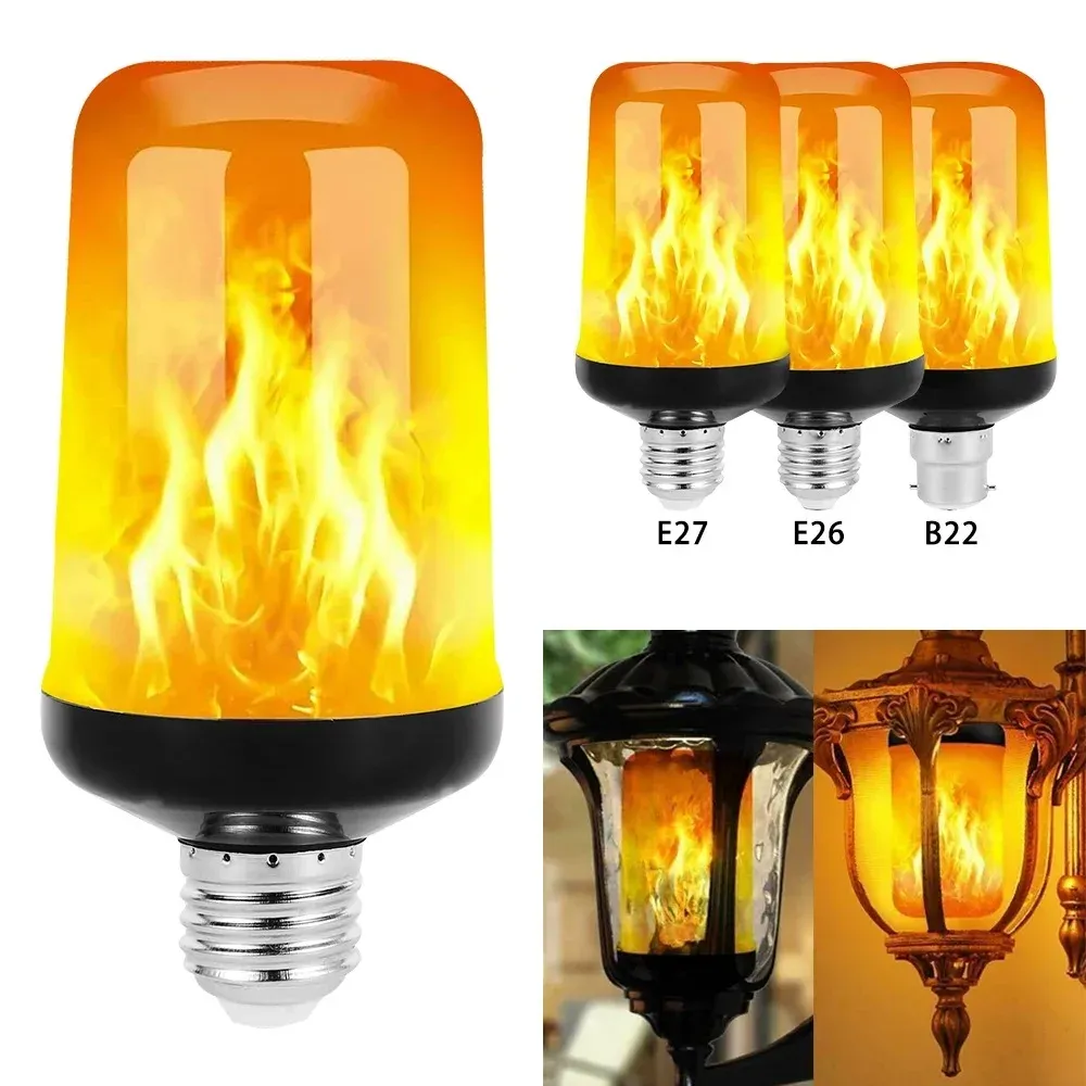 Decoraties B22 E27 LED Vlamlipbollen 4 Modi Party Led Flame Effect Licht Simulatie Vuurlichten Bol KTV Festival Garden Decor Light